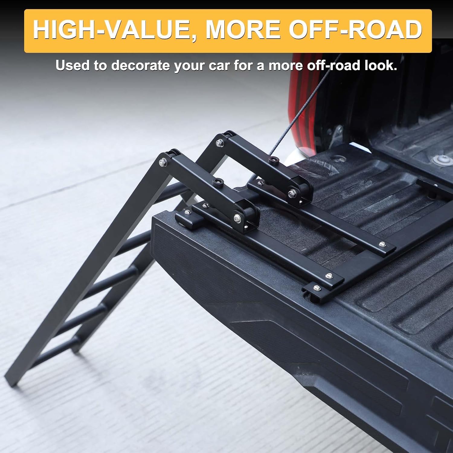Truck Tailgate Ladder Compatible with Toyot@ Tundra 2007-2025, Foldable Tailgate Step Grip Plates Accessories Aluminum (22-25)