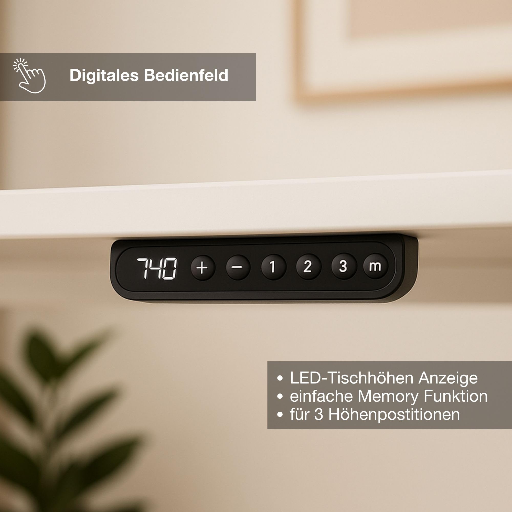 ASSMANN Höhenverstellbarer Schreibtisch elektrisch, 180x80cm, TÜV-geprüft | stufenlos verstellbar mit Aufprallschutz, ergonomischer Schreibtisch Made in Germany, abgerundete Ecken, Eiche Tabak/Schwarz