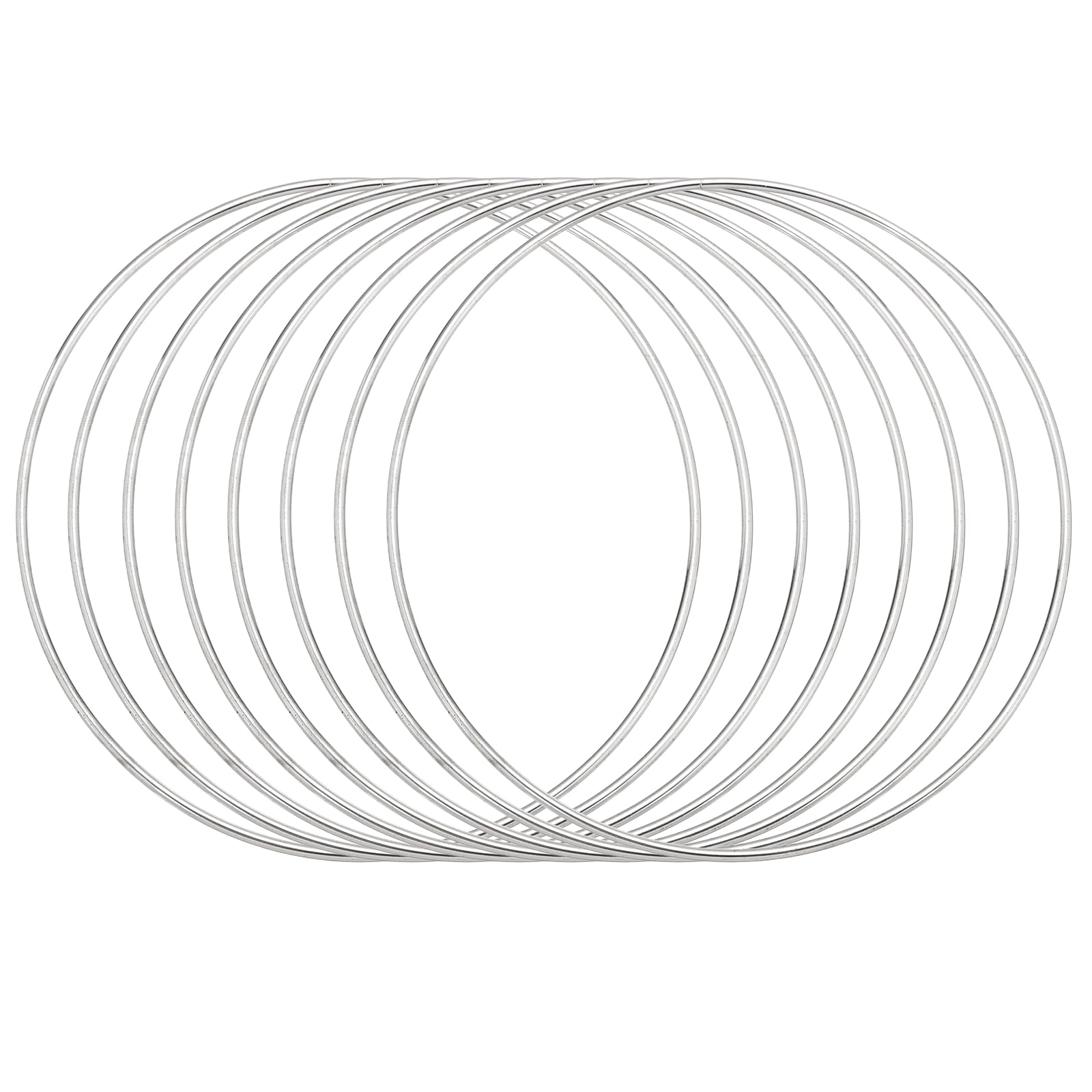 sourcing map 8Pcs Dream Catcher Rings, 5.9" Metal Hoops for Crafts Wreath Hoop Rings for Wall Hanging Crafts Home Decorations DIY Wedding Wreath Decor, Silver 5.7"