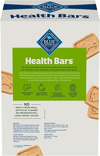 Miniatura 49 de Blue Buffalo Health Bars - Galletas crujientes para perros, horneadas al horno con ingredientes naturales, tocino, huevo y queso, bolsa de 16 onzas