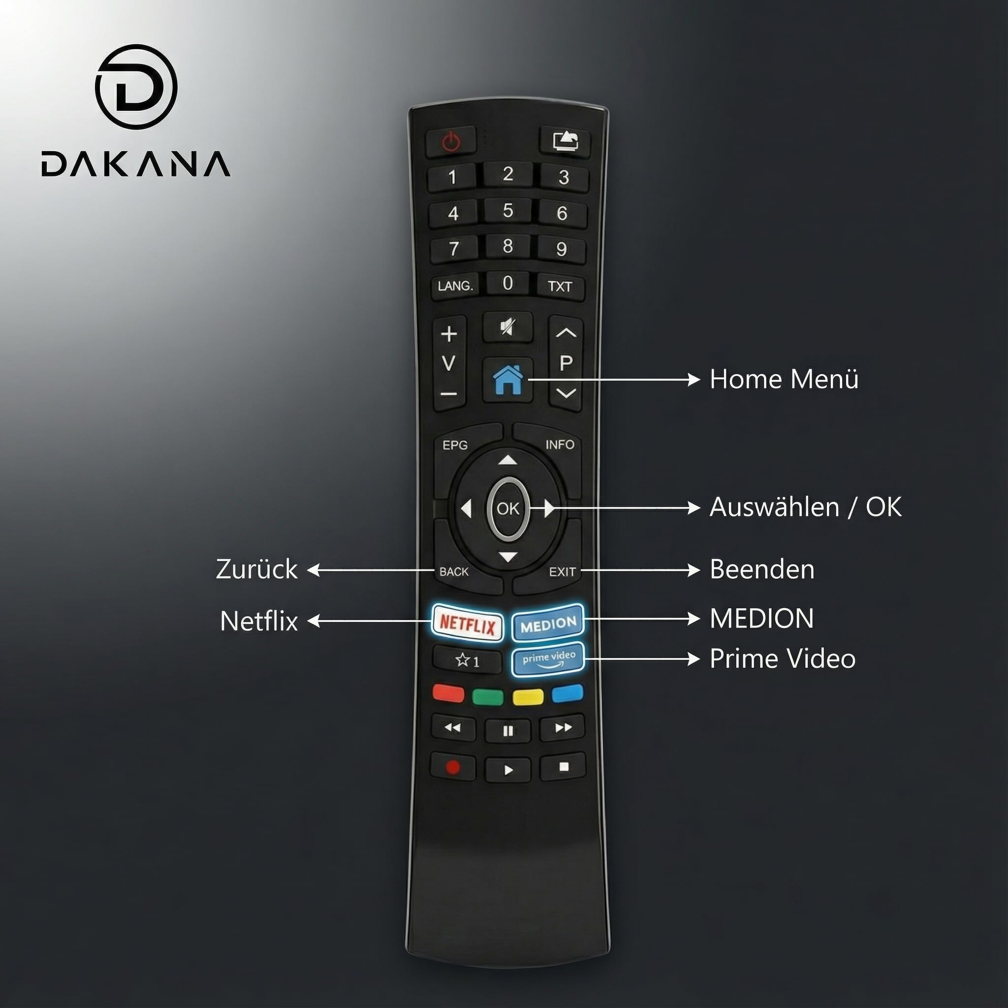 New RC1822 Telecomando IR Di Ricambio Per TV Medion - Compatibile Con MSN-40069104, MD-31510, X14000 E Altri - Tasti Netflix E Prime Video