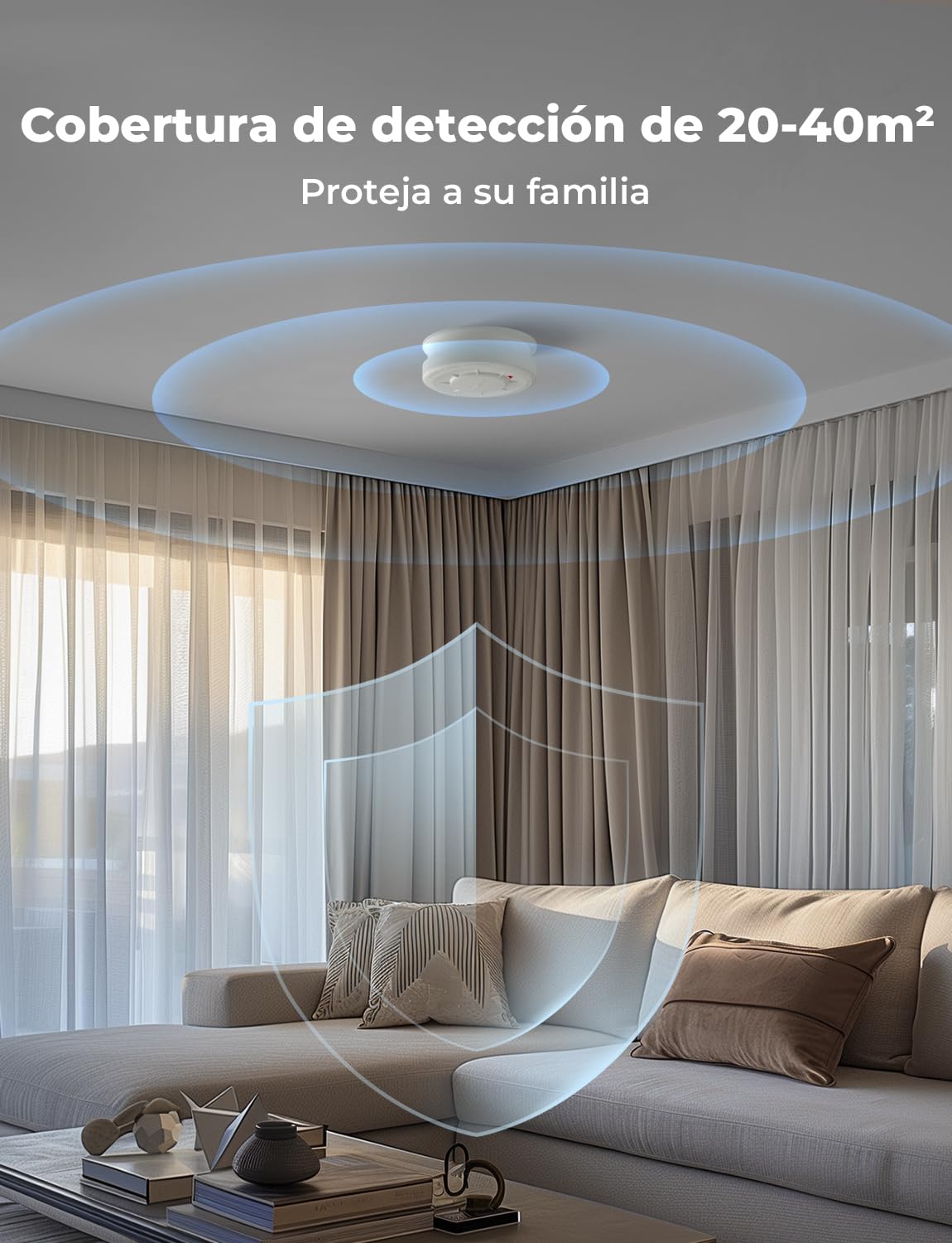LIORQUE Detector de Humo, Alarma de Humo con Sensor de 10 Años, 5 Años de Duración de Batería, Detector Incendios with LED Indicator con Alarma de 85 dB (1 Pieza)