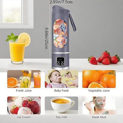Miniatura 8 de Licuadora portátil, inalámbrica, recipiente de 16 onzas, licuadora personal para batidos y batidos, tapa a prueba de fugas y boquilla para sorber,