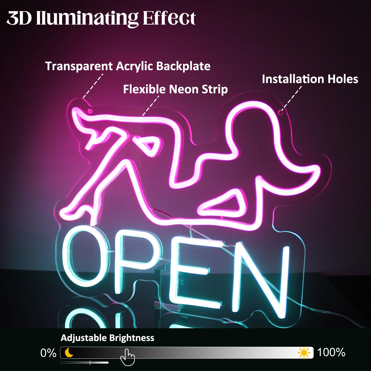 Open Neon Schild Bar LED Zeichen Pin Dame Leuchtreklame für Wanddekoration Dimmer Open Neonlicht Blaues Leuchtschild für Bar Restaurant Hotel Shop Club Deko Party Neon Sign