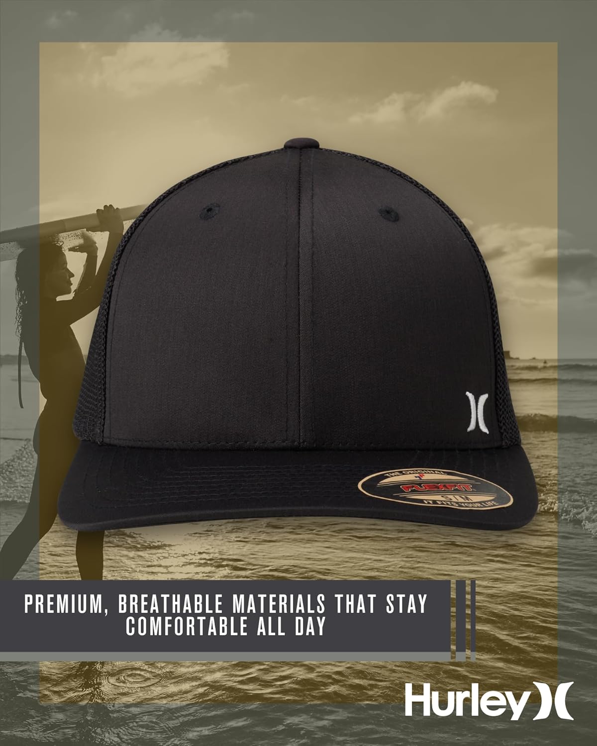 Hurley Men's Caps - Mini Icon Mesh Panel Baseball Cap - Fitted Hats for Men - Image 4