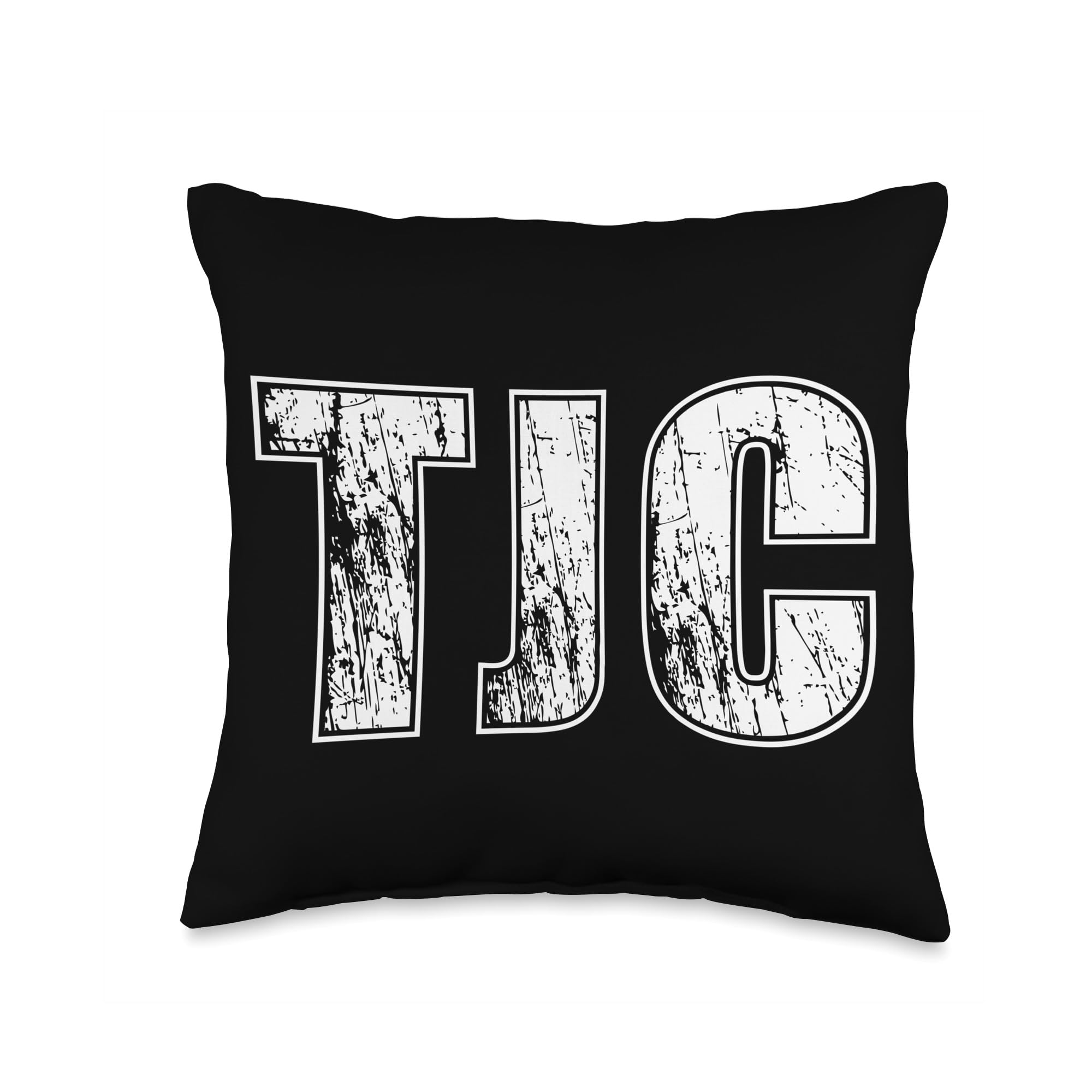 The Original JC StoreTJC Initials Distressed Lettering Trending Trendy Throw Pillow, 16x16, Multicolor