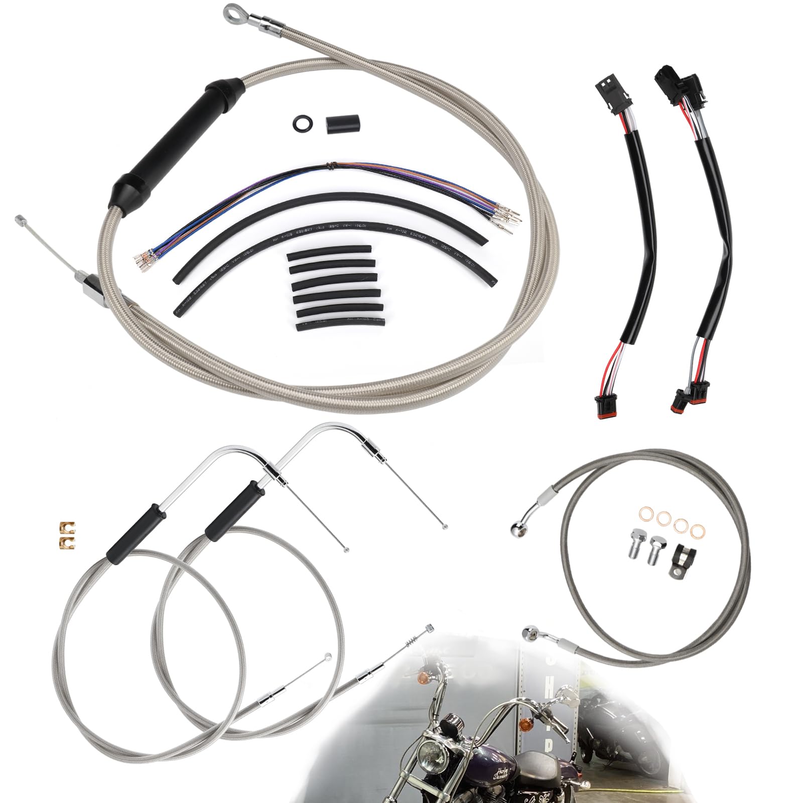 Photo 1 of TIGERSGATE 12" Ape Hanger Cables Kit for Sportster Non-ABS