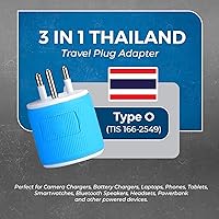 Vista 8 de OREI Adaptador de enchufe de viaje para Tailandia con USB dual, entrada de Estados Unidos, tipo O (U2U-18), funcionará con teléfonos celulares