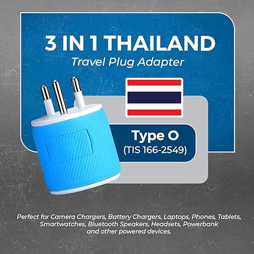 Miniatura 8 de OREI Adaptador de enchufe de viaje para Tailandia con USB dual, entrada de Estados Unidos, tipo O (U2U-18), funcionará con teléfonos celulares,