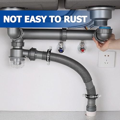 Miniatura 7 de 12 abrazaderas de tubo de 2 pulgadas, abrazadera de correa de tubo rígida reforzada de acero inoxidable, correa de dos agujeros, clip de tubo con