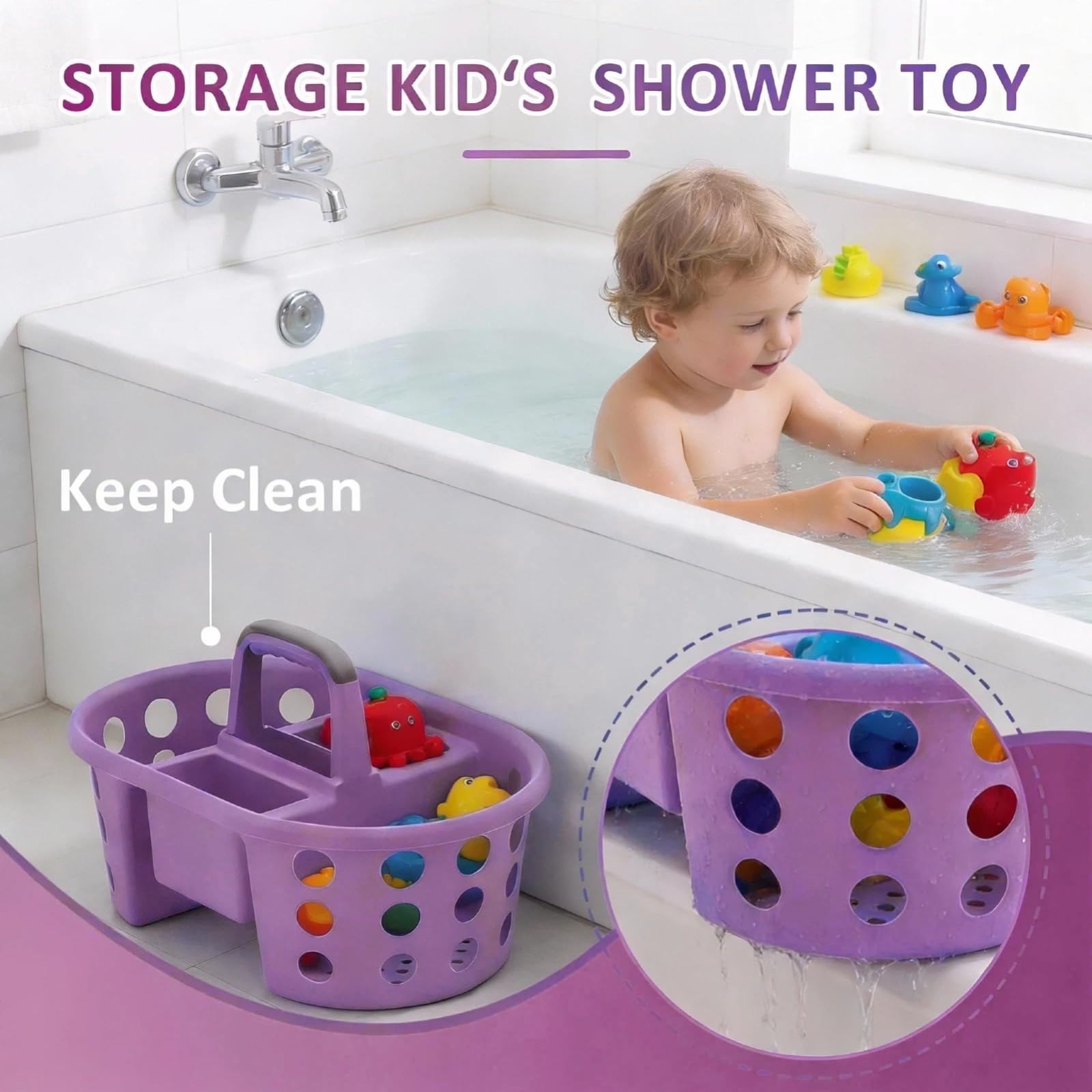 SIMPLYKLEEN Duży przenośny pojemnik prysznicowy, wykonany w USA, plastikowy, duży rozmiar, torba na cukierki z uchwytem, organizer prysznicowy do łazienki, spiżarni, kuchni, akademika, pomarańczowy
