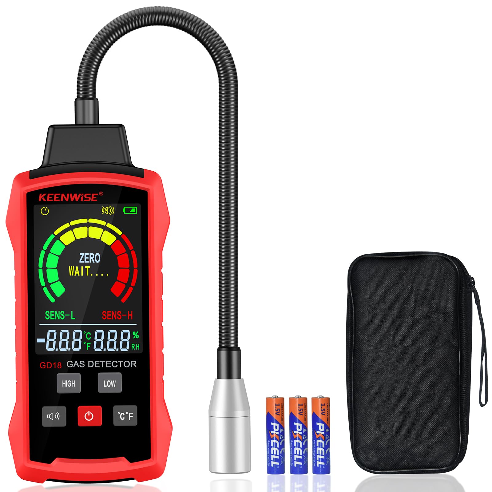 KeenWise Natural Gas Detector, Gas Leak Detector with Audible & Visual Alarms, Gas Concentration Display, Locating Propane, Natural Gas, Combustible Gas Leak for Home and RV (Includes 3 Batteries)-image-31