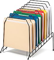 Officemate Large Incline 8-Compartment Wire Desk Organizer Caddy, Black - Heavy-Duty File Sorter for Papers & Folders