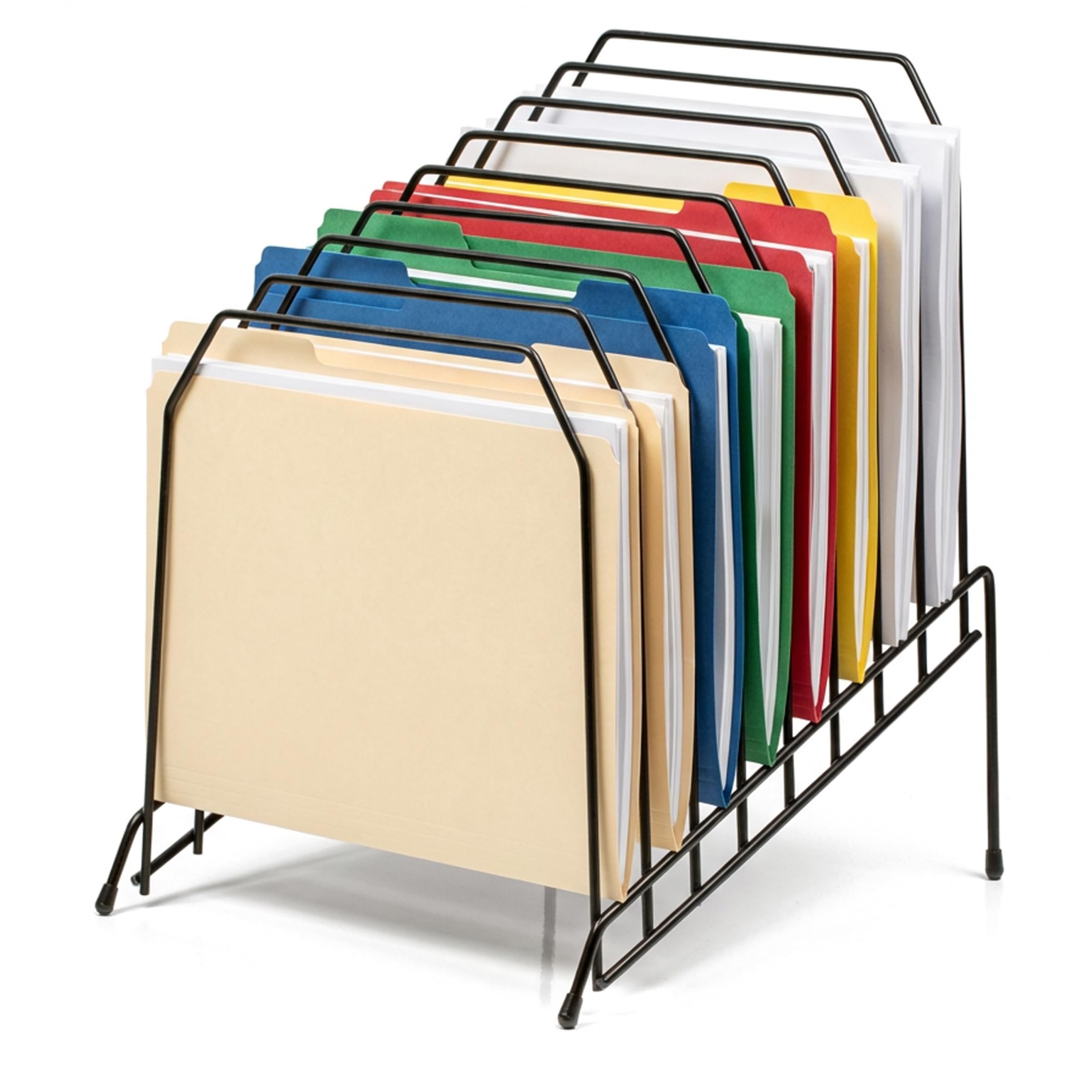 Officemate Large Incline 8 Compartment Wire Caddy, Black, 8.5 x 10.375 x 12.625 Inches