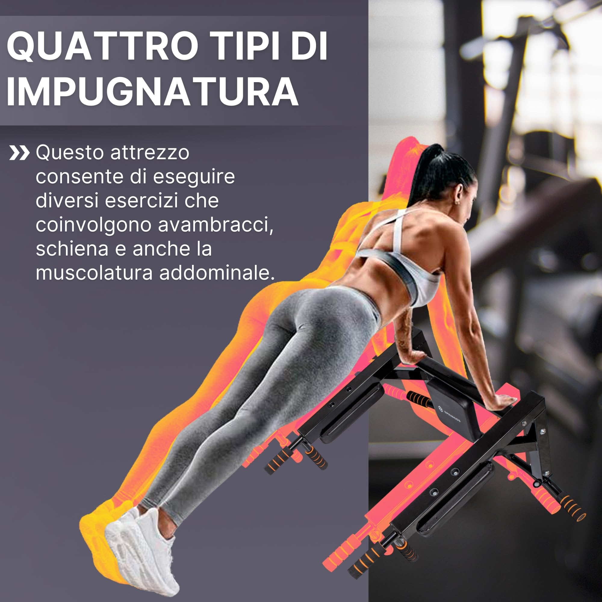 SPRINGOS Barra per trazioni a parete 3 in 1 + barra per dip + schienale in acciaio barra per dip barra per pull up allenamento forza bodybuilding