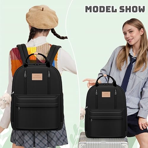 Miniatura 5 de GAXOS Linda mochila para la escuela, mochila estética, para mujeres y niñas, color blanco, bolsa de libros estilo coreano, Negro -, Classic