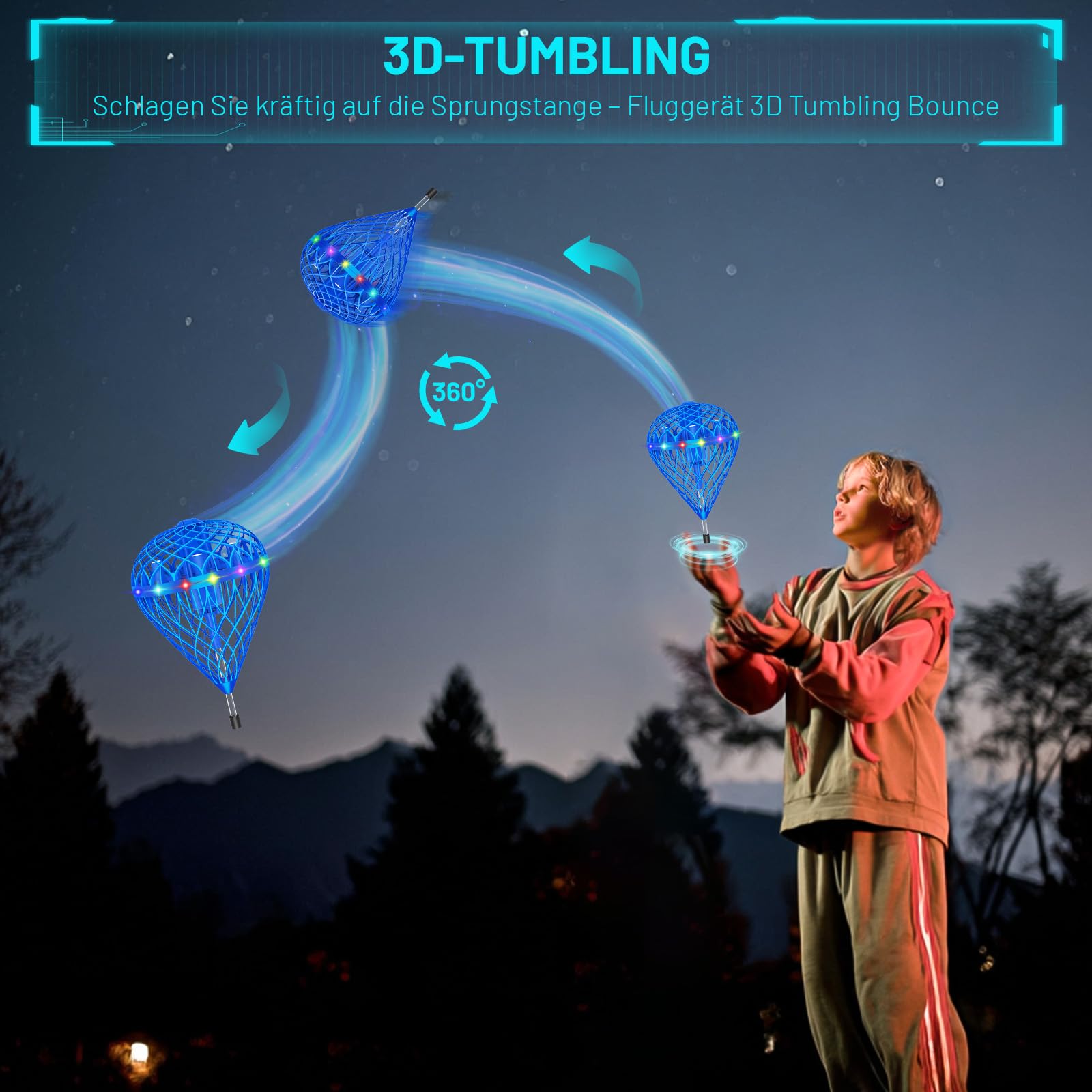 Juguete de bola voladora, mini dron de 360 ° controlado a mano para niños a partir de 6 a 12 años, Droleapfly Magic Hover Ball con modo de saltar, avión drone regalos para niños y niñas