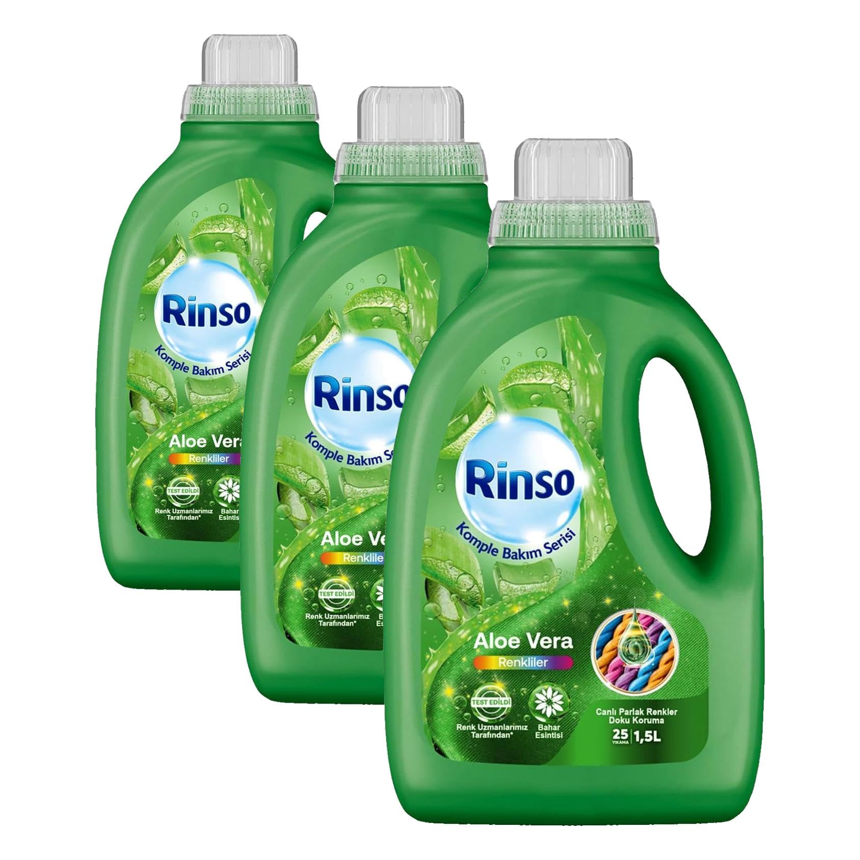 Rinso Sıvı Çamaşır Deterjanı Komple Bakım Serisi Aloe Vera Renkliler İçin 1.5 L (3 paketi)