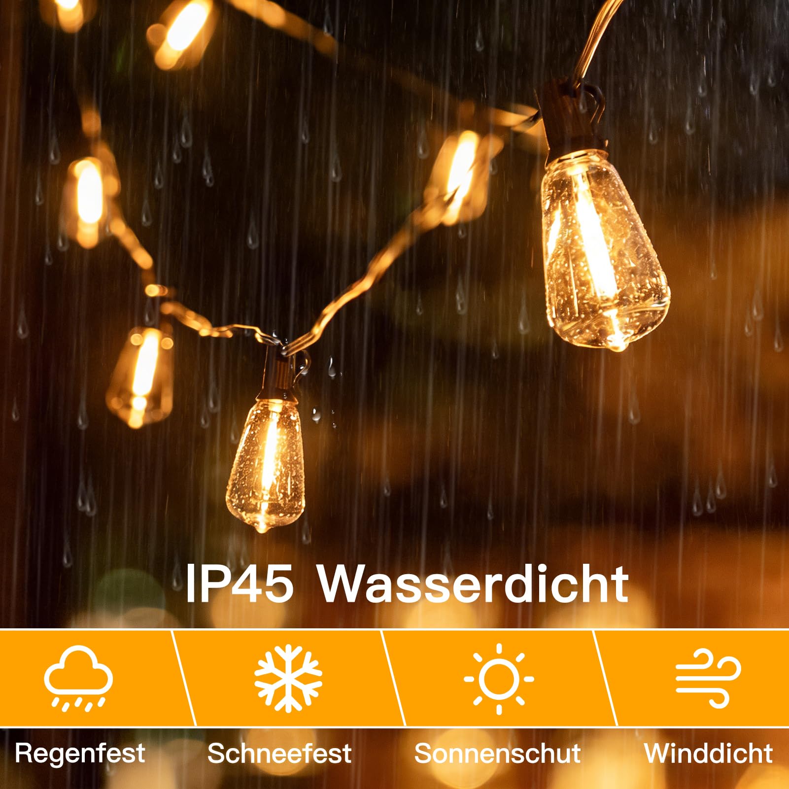 Led Lichterkette Außen Outdoor Strom-30M mit Fernbedienung Timer | dimmbar 98ft ST38 Glühbirnen 3 Modi, Lichterketten IP44 Wetterfest für Garten Balkon Terrasse