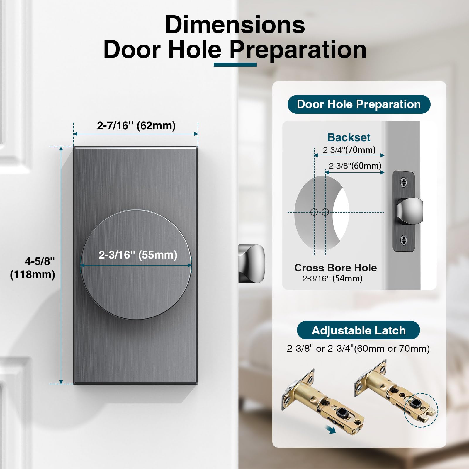 Satin Chrome Privacy Door Knobs - Lock & Release -3