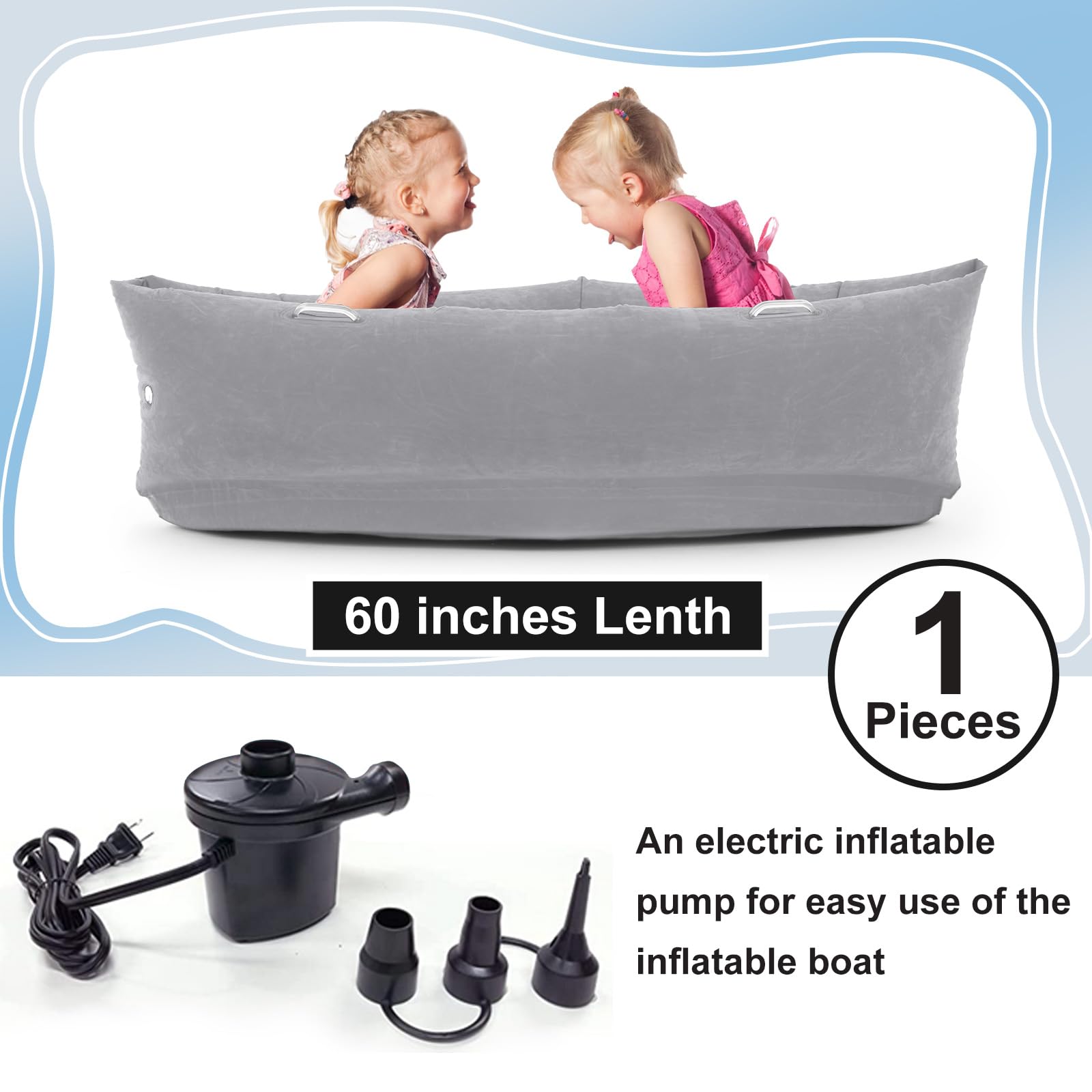 Namalu Extra großer 203,2 cm / 152,4 cm bequemer Peapod sensorischer Stuhl für Kinder, Geschenk zum Lesen, Ecken, aufblasbares Klassenzimmermöbel, sensorisches Spielzeug für Kinder mit Autismus (grau