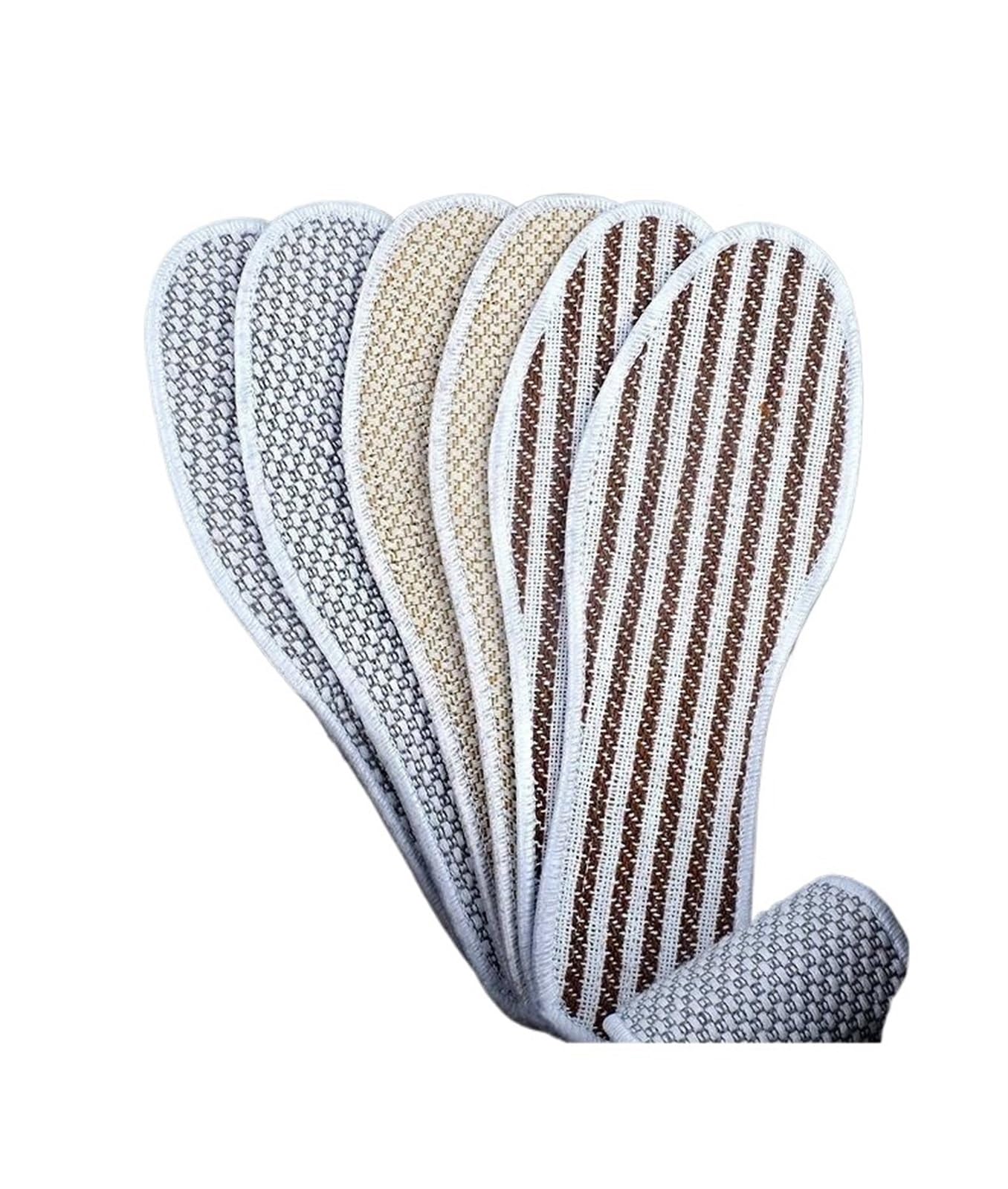 Solette In Cotone 3 paia di solette in lino cotone piedi suola inferiore morbida e traspirante uomo donna inserto for scarpe comodo cuscinetto ispessente for l'assorbimento del sudore(EU(40)-25 CM)
