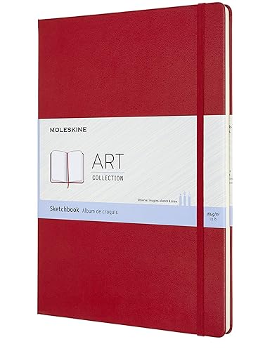 Moleskine Art Collection Sketchbook Album da Disegno per Schizzi, Copertina Rigida, Carta Adatta a Penne, Matite e Pastelli, Colore Rosso Scarlatto, Formato 21 x 29.7 cm, 96 Pagine