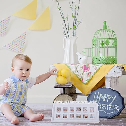 Miniatura 3 de BESPORTBLE Marco de fotos para el primer año del bebé, 0 a 12 meses, fotos de bebé de primer año, marco de fotos de crecimiento recién nacido, marco
