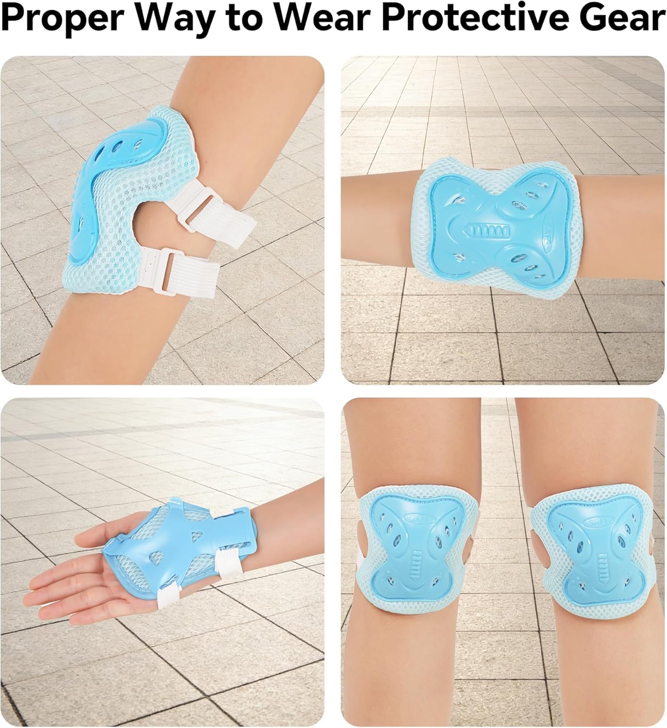 Ensemble de genouillères et coudières pour enfants – Équipement de protection réglable avec protège-poignet pour patinage, scooter, vélo, skateboard – Coussinets de sécurité pour tout-petits et jeunes