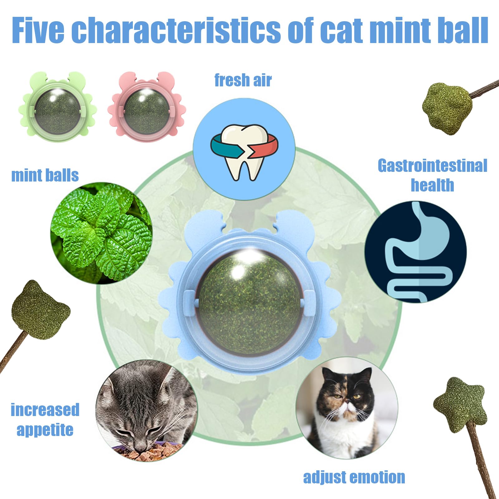 Giochi Per Gatti 6 Pezzi Palline Di Erba Gatta Giocattoli Per Gatti,  Bastoncini Di Remover Gatto, image size:1600x1600