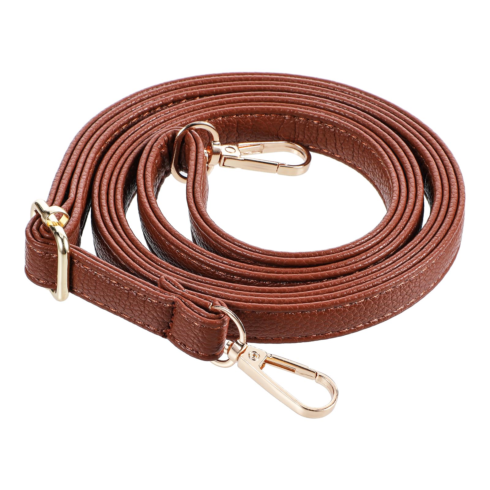 Telooco Purse Strap Replacement 85-150cm Adjustable Leather Belt for Purse Crossbody Bag Handbags (Brown Strap, Gold Buckle)