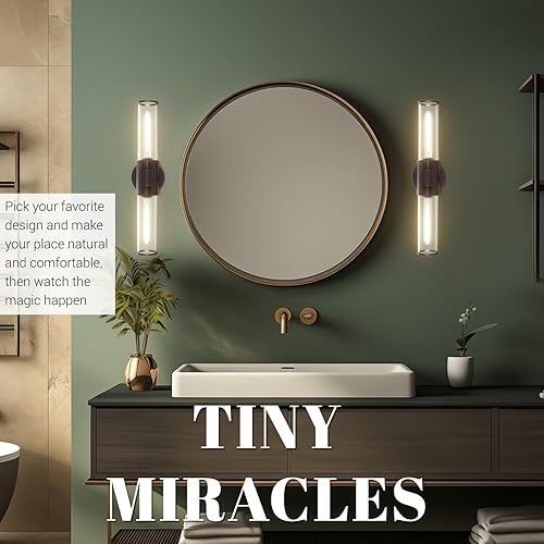 Miniatura 5 de Hamilyeah Lámpara de tocador de baño de 21 pulgadas sobre espejo, apliques de baño negros, 2 luces, aplique de tocador con pantalla de vidrio, barra