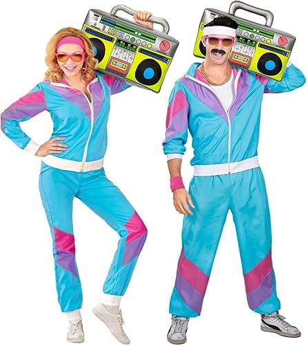 Chándal de los años 80, disfraces de los años 80 para mujeres y hombres, chaqueta retro de los años 80, disfraz de hip hop, disfraz de discoteca