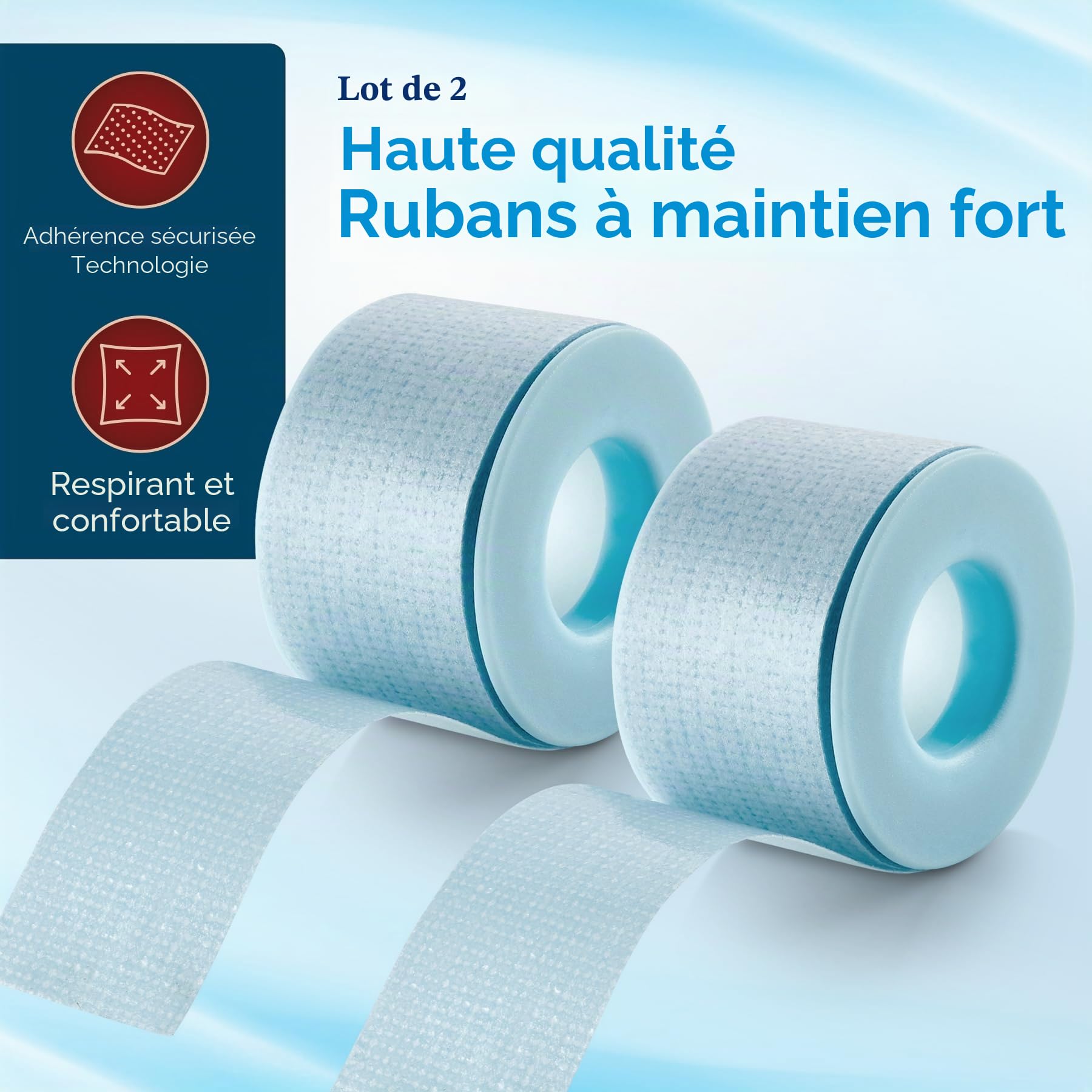 Rouleau de ruban adhésif MEDca pour peaux sensibles à faible traumatisme, 1 pouce x 4 mètres, paquet de 2 rouleaux
