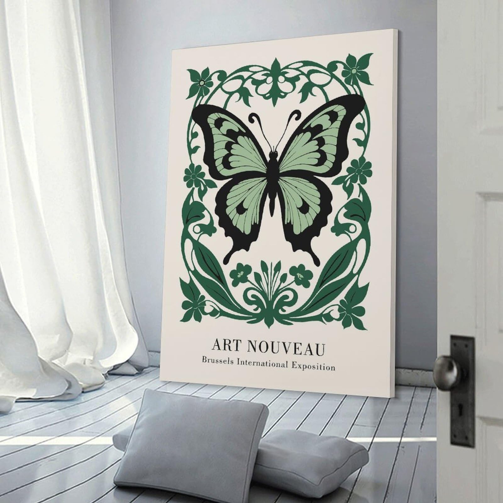 Junmoney Canvas Wall Decor Green Art Nouveau, 20x30inch(50x75cm), for Gallery Wall Layouts in Home Or Office, Home Wall Art for Statement Displays