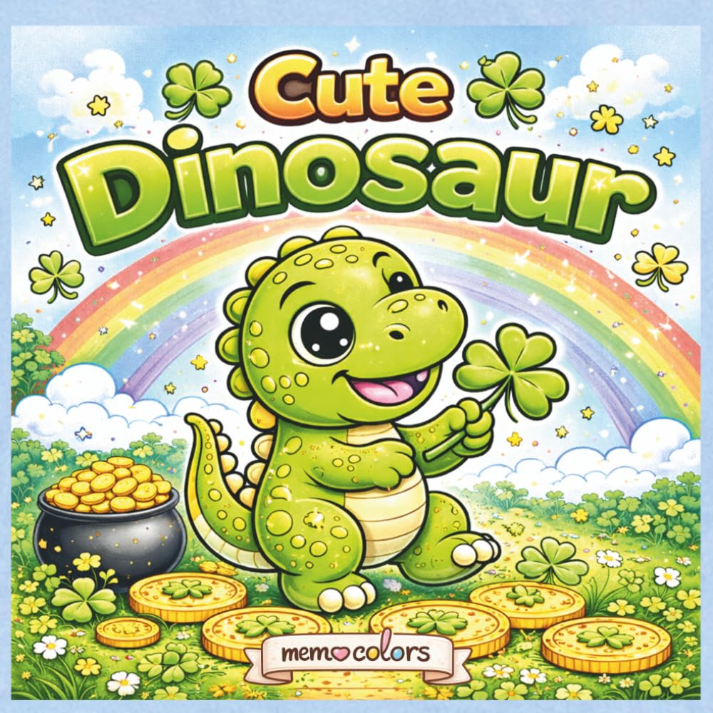 St. Patrick's Day Dinosaur Coloring Book, Fun Activity Pages for Kids