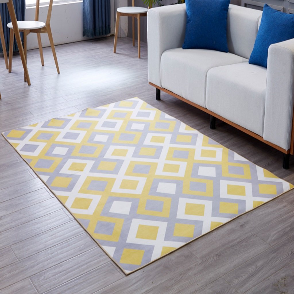 Tapis de salon géométrique design nordique créatif aux finitions soignées