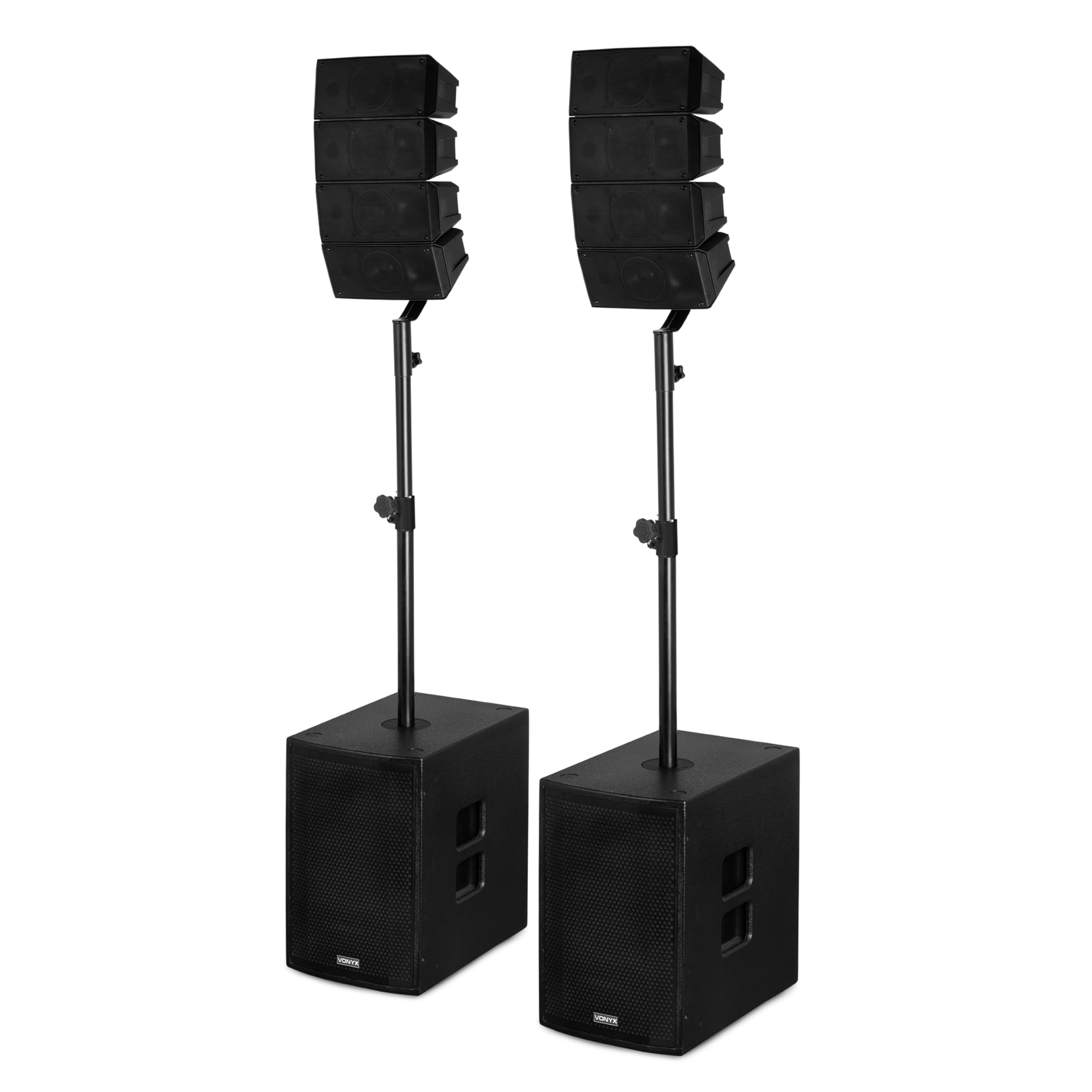 Vonyx VX922 – Pack Sistema PA 2.2 Line Array 1600W con 2 subwoofers 12", Bluetooth 5.0, DSP, Incluye microfono inalambrico UHF PD210 y Cable XLR 0.5m, Equipo Sonido Profesional para DJ y Eventos