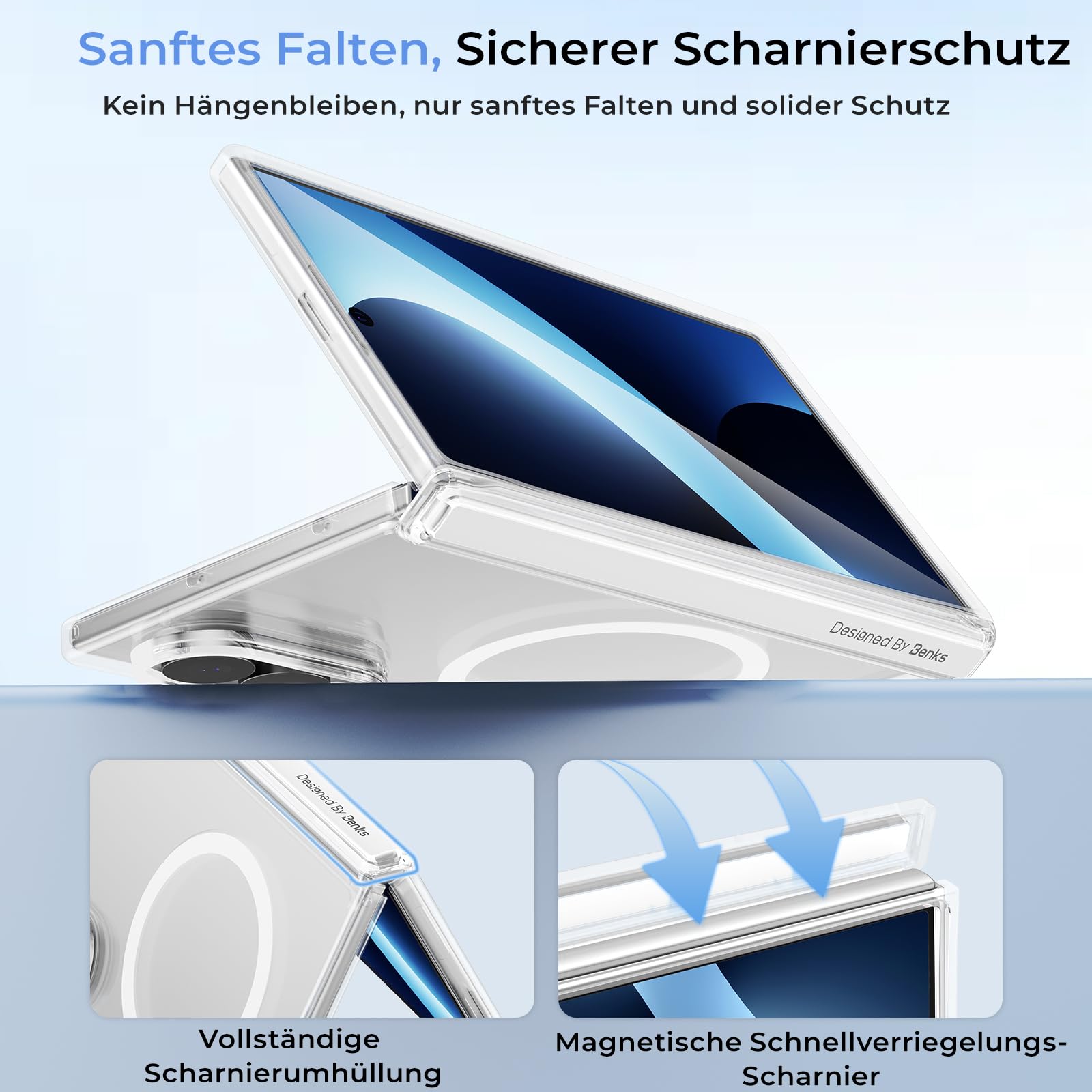 BENKS Klare Hülle für Samsung Galaxy Z Fold 8 mit Scharnierschutz