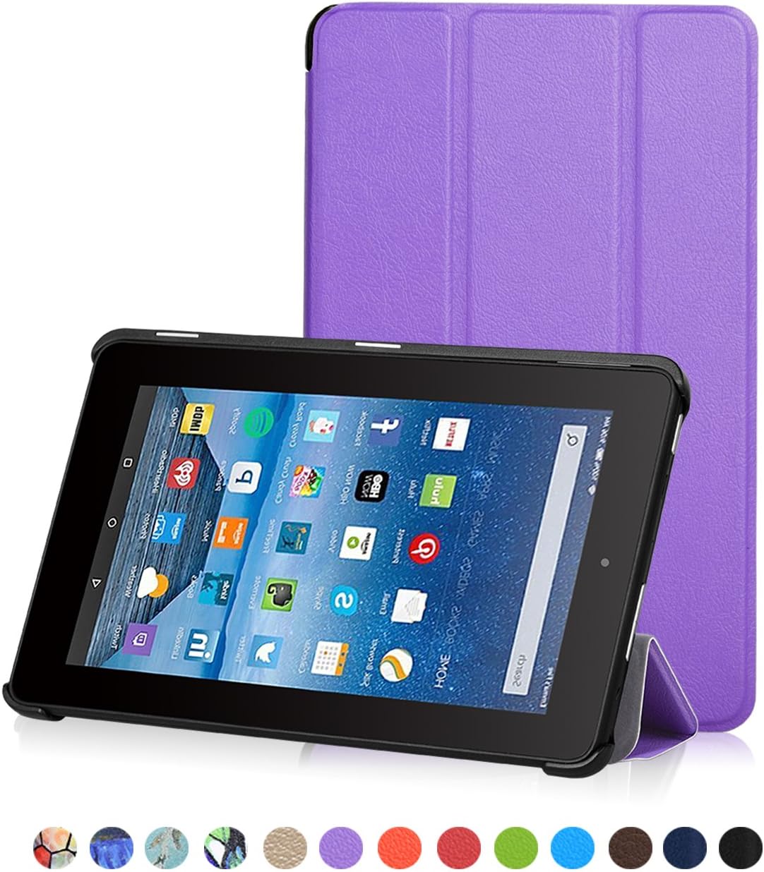Fire 7 Cover, Cindick PU Leather Folding Standing Protective Case for Amazon Fire 7 Tablet ( Only Fit Fire 7" Display 5th Generation - 2015 Release), Lilac Purple