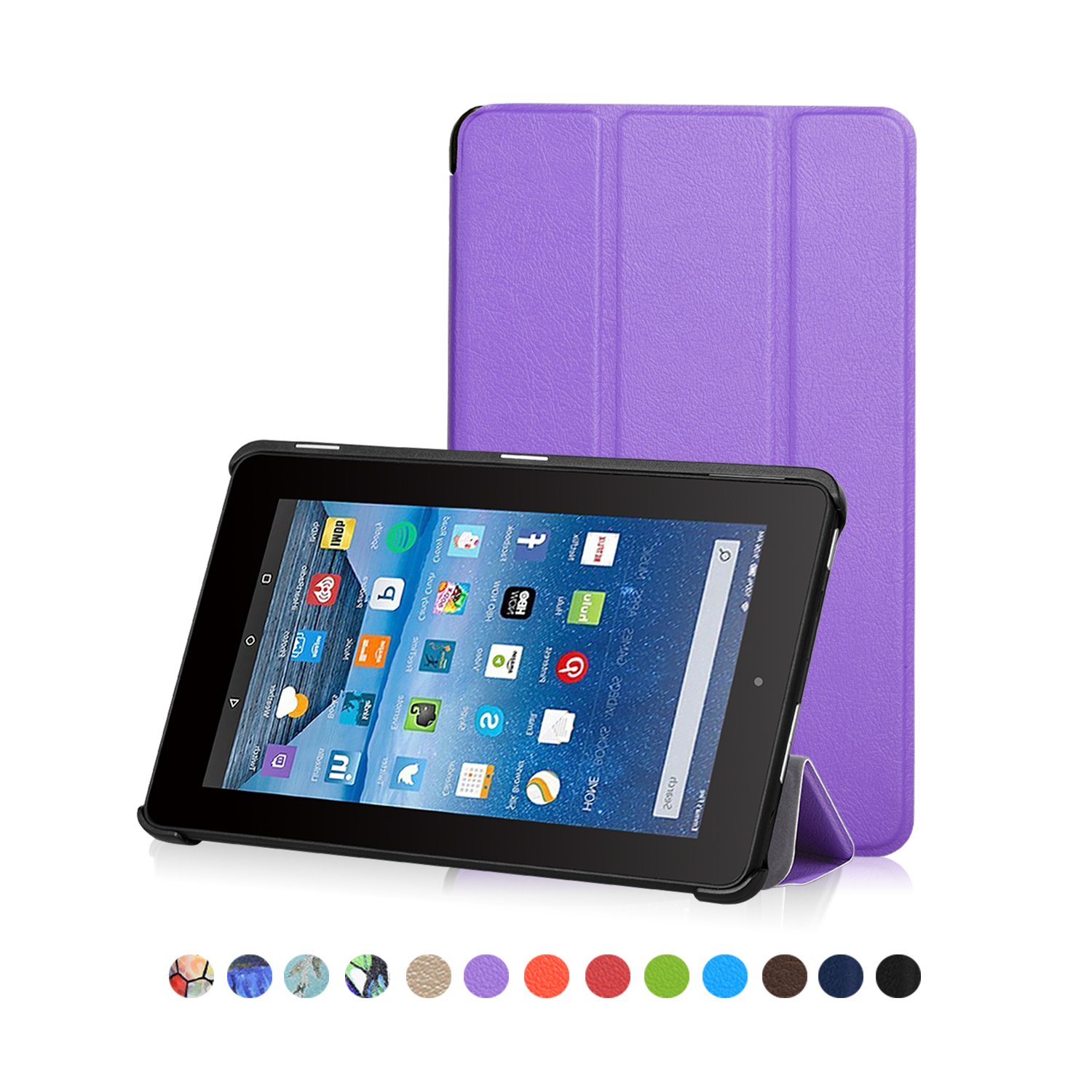 Fire 7 Cover, Cindick PU Leather Folding Standing Protective Case for Amazon Fire 7 Tablet ( Only Fit Fire 7" Display 5th Generation - 2015 Release), Lilac Purple
