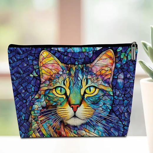Borsa per il trucco con gatto floreale, borse per cosmetici, regali a tema gatti, accessori da viaggio per donne, LCS Tartaruga marina 02, Gatto carino