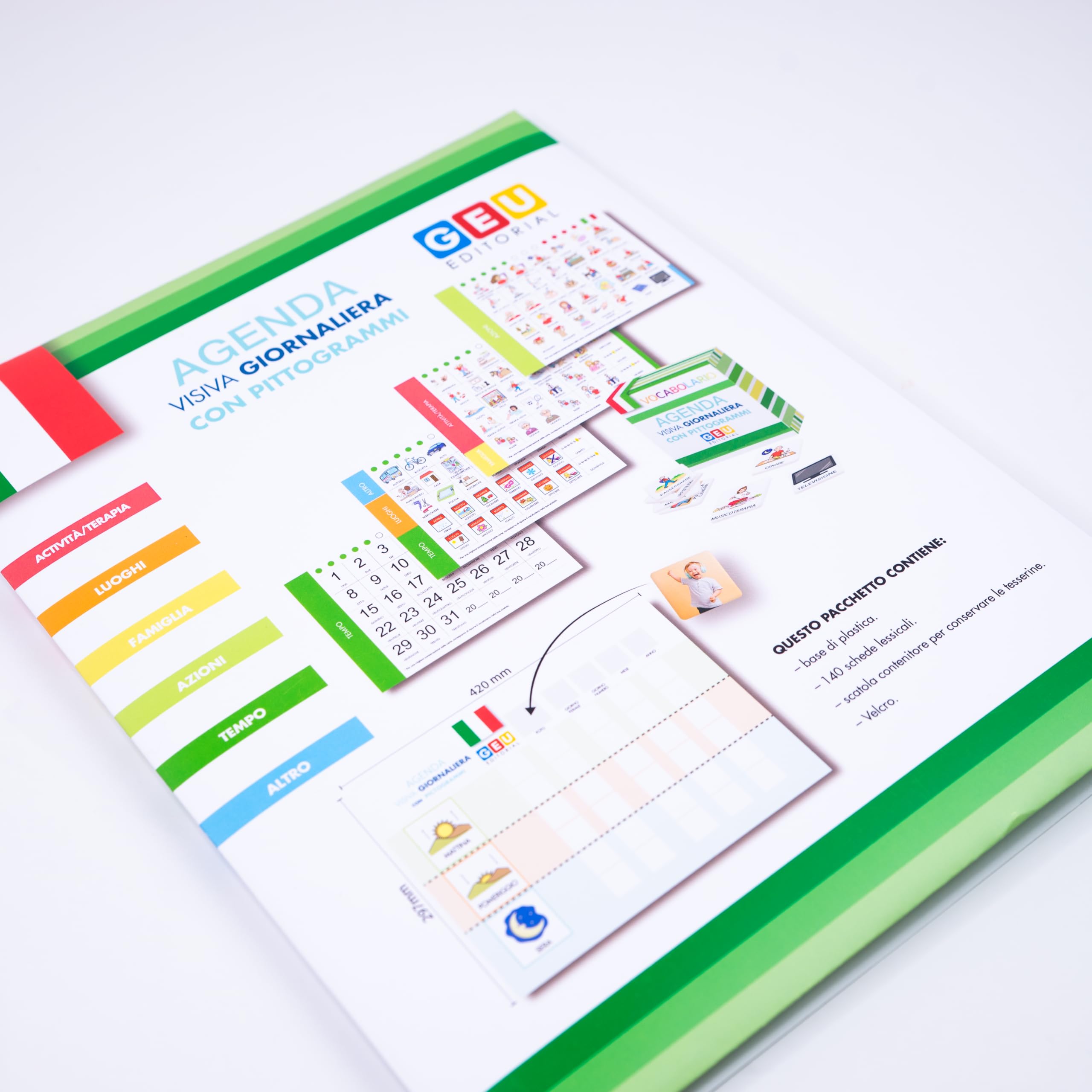 Organizer per bambini: agenda giornaliera strutturata con 140 carte vocabolario e pittogrammi per autismo/ADHD - routine giornaliere efficaci con aiuti visivi per bambini con ASD (italiano)
