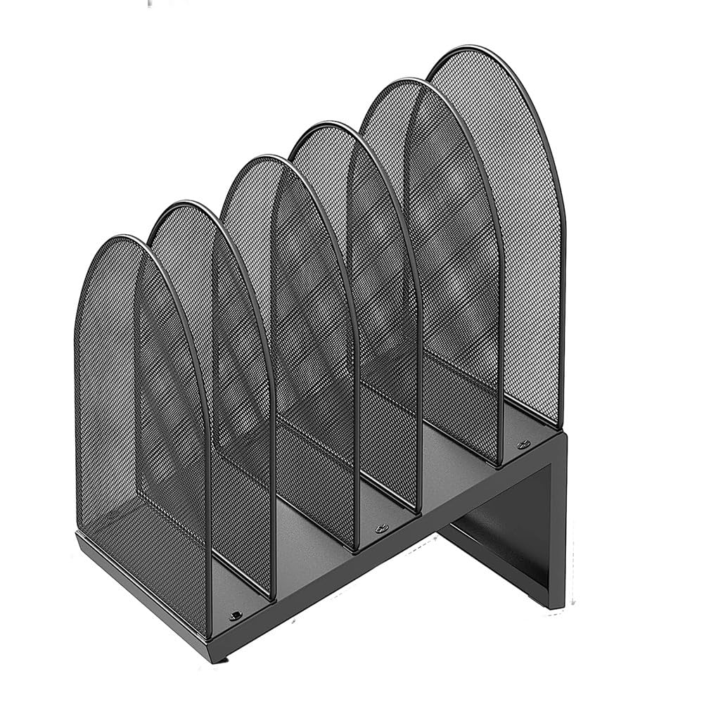 Jnchdghwa 5-Section Desk File Organizer, Metal Mesh Folder Organizer for Documents, Mail & Papers