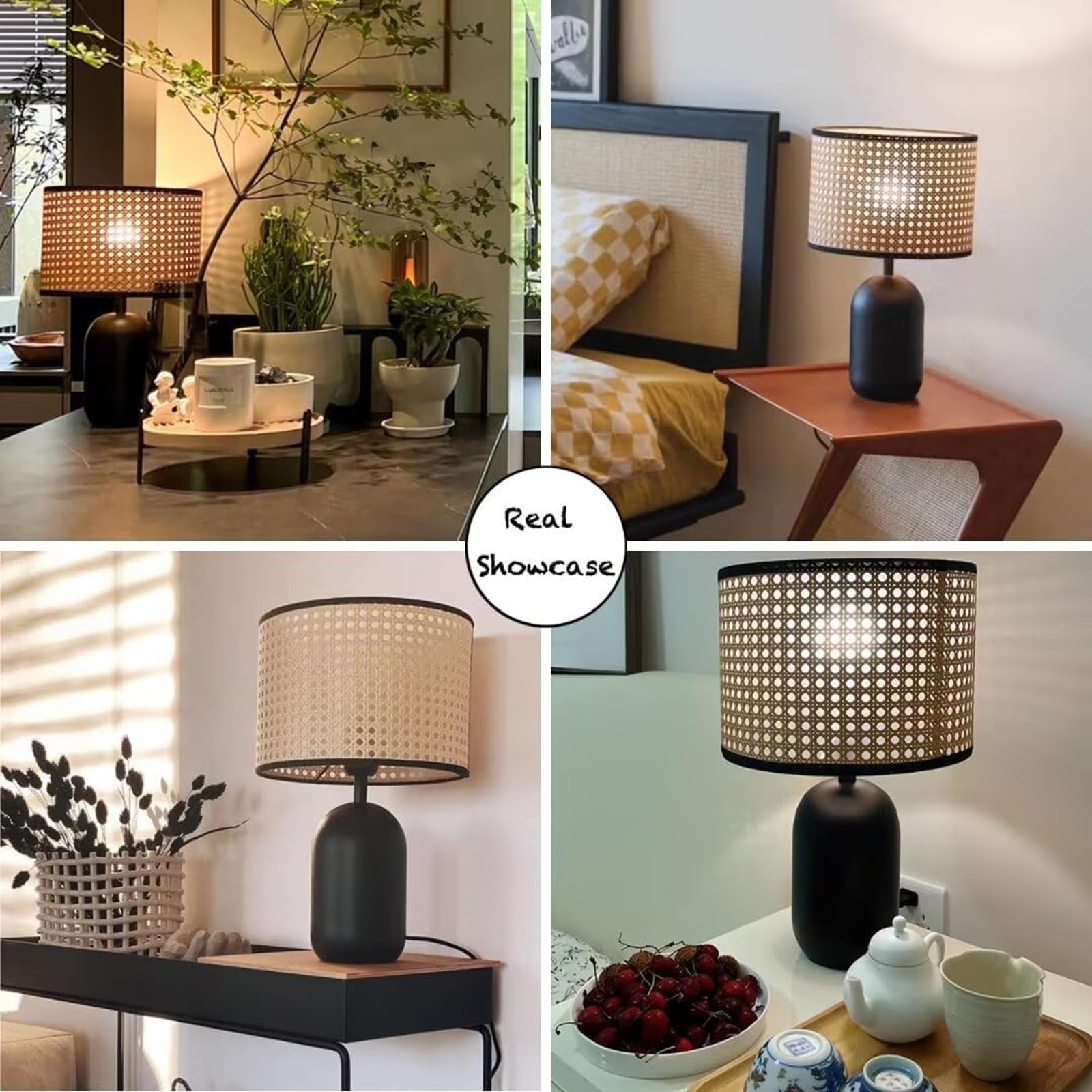 Minimalistyczna Lampa Stołowa, Lampka Nocna Z Rattanu Bohe, Do Sypialni I Salonu, Matowa Czarna Metalowa Podstawa, Nowoczesna Beżowa Lampa Biurkowa, W Zestawie żarówka LED 9 W Z ściemniania