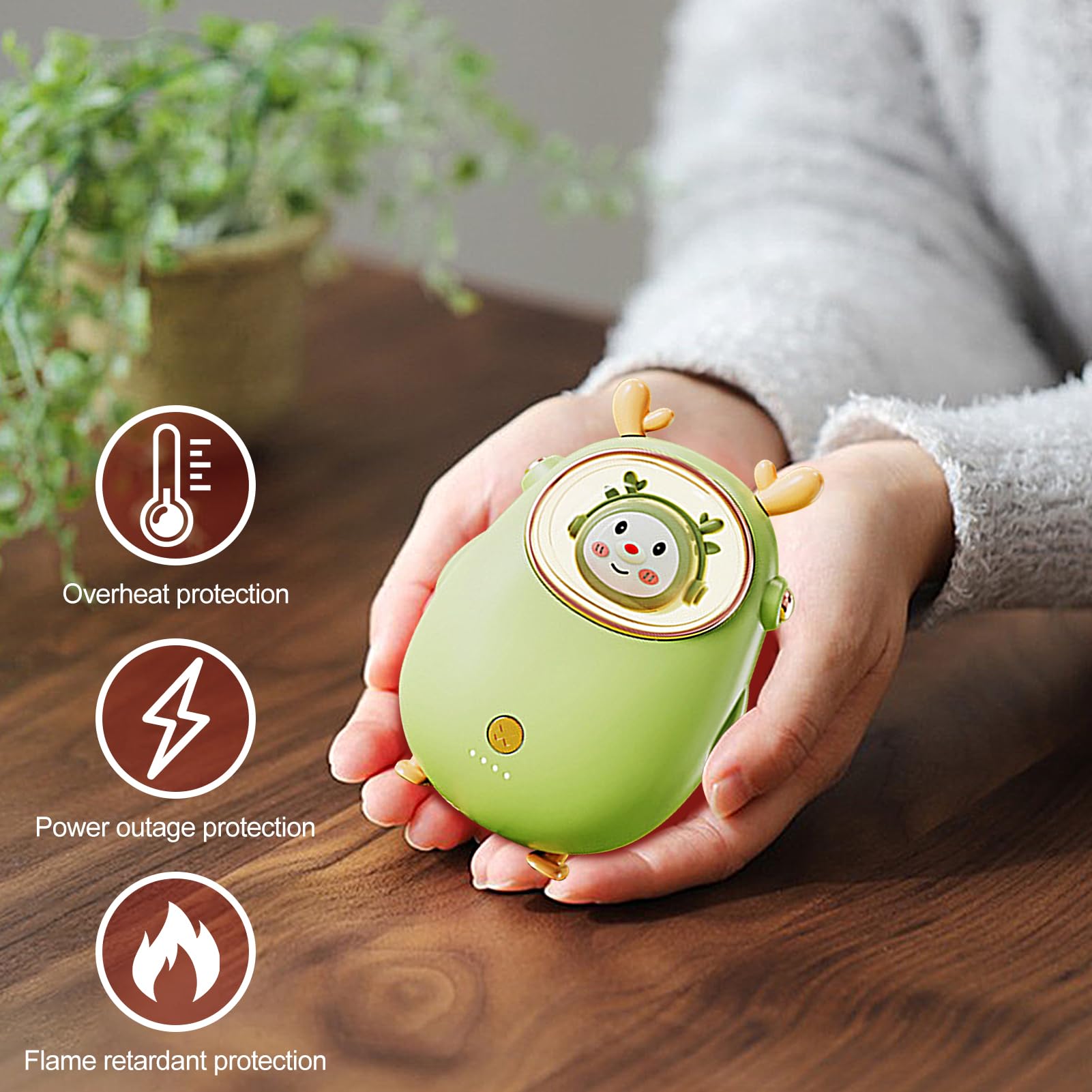 Scaldamani ricaricabili, carino, con luce notturna, riscaldamento rapido, 3000 mAh, ricaricabili, forniture invernali
