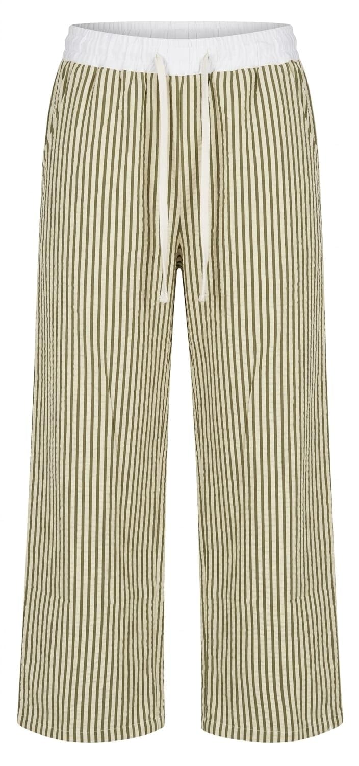 Women's Striped Pajamas | Casual Dark Blue & White Lounge Pants with Adjustable Drawstring and Elastic Waistband | Cute Printed Nightwear Trousers-image-3