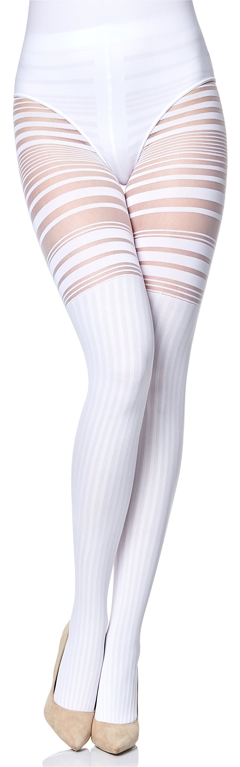 Merry Style Damen Overknee Strumpfhose Damen Muster Streifen Strumpfhosen MS 252