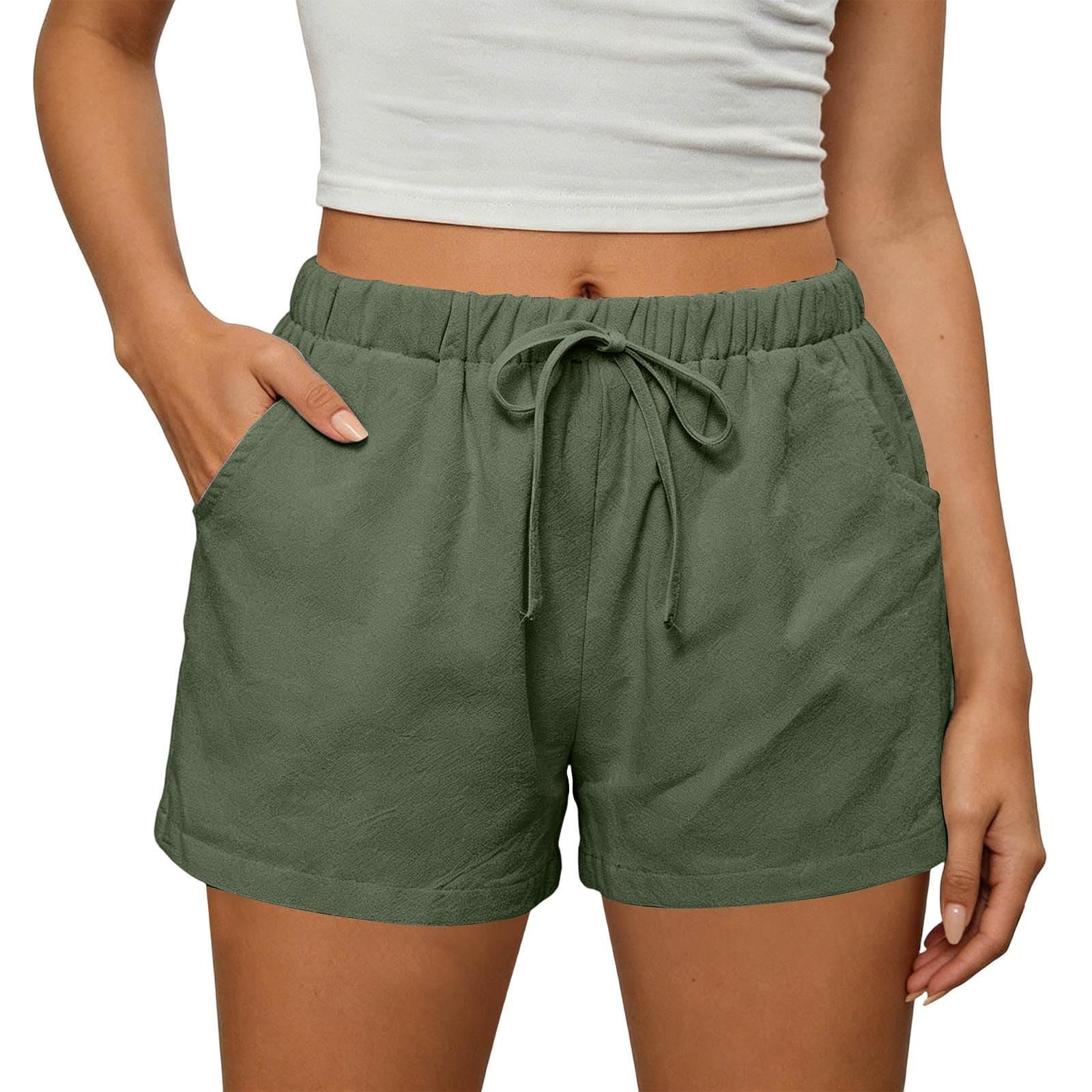 Beach Shorts for Women Vacation High Waisted Shorts Drawstring Short Pants Summer Comfy Travel Pants with Pockets — view 7