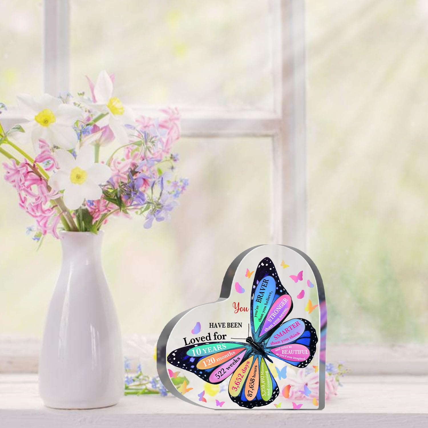 You Are Loved Acrylic Butterfly Decor - Green Butterfly Table Sign - Inspirational Gifts For Women